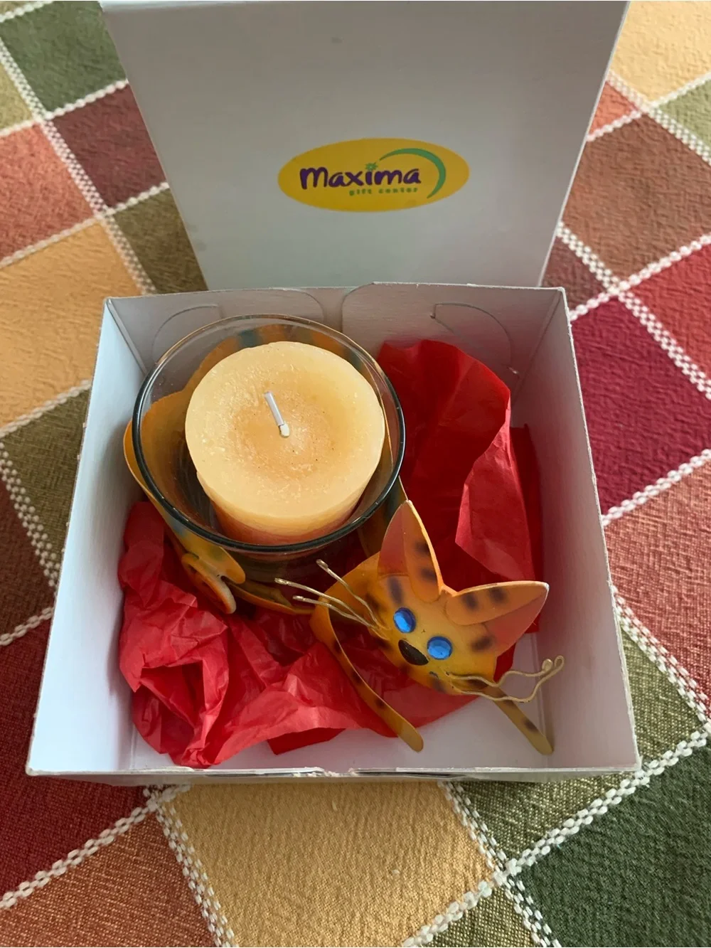 Maxima NIB Maxima Metal Cat Candle Holder & Votive - Cute Whimsical Decor!